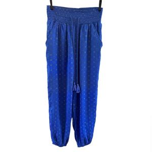 Aerie Flowy Harem Pants Blue with smocked waistband size small